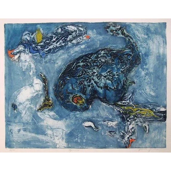 Abstract Expressionism Aquarium, Yehuda Jordan (aka Yordan) Print For Sale - Image 3 of 3