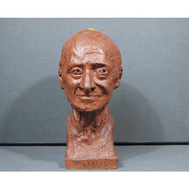 A wonderfully expressive vintage portrait bust depicting French Enlightenment philosopher and writer Voltaire. Created...