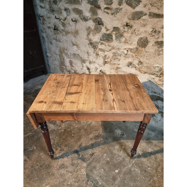 Vintage French Pine Table with Extendable Side, 1930s For Sale - Image 12 of 17