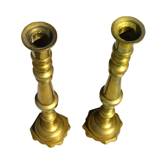 Late 20th Century Brass Candle Holders- Set of 2 For Sale In Houston - Image 6 of 9