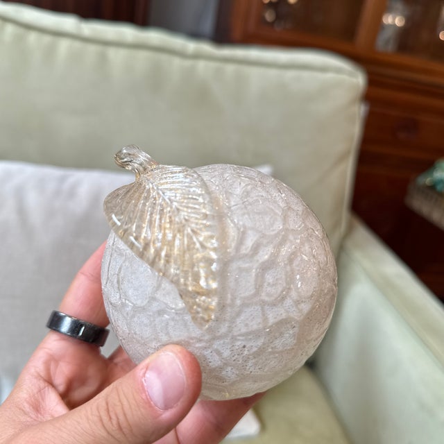 Gold Italian Murano Art Glass Frosted Scavo Apple Sculpture For Sale - Image 8 of 9