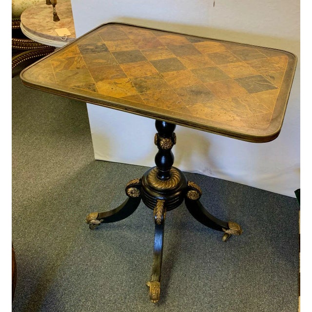 18th Century Pedestal Side Table With Lapidary Painting and Gilt Accents For Sale - Image 4 of 11