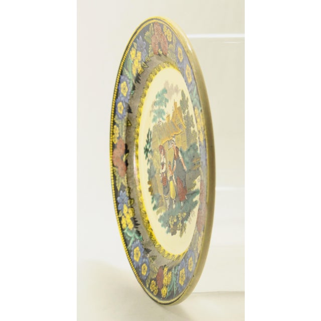 1830s Creil-Montreau French Faience Polychrome Transfer Plate 3 Generations For Sale - Image 9 of 12
