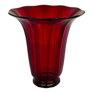 Antique Steuben Red Shirts Art Glass Vase For Sale
