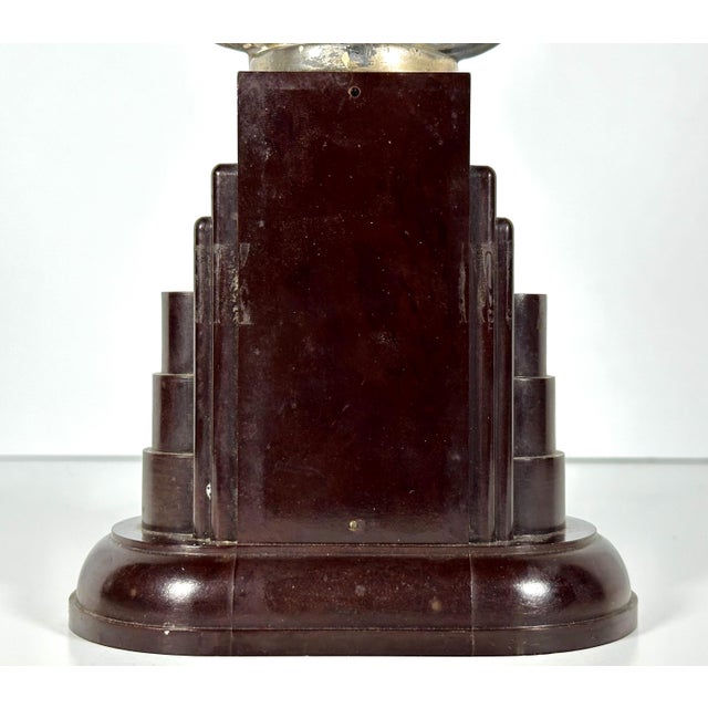 Art Deco Early 20th Century Fighting Roosters Automobile Radiator Mascot Hood Ornament on Bakelite Trophy Base For Sale - Image 3 of 10