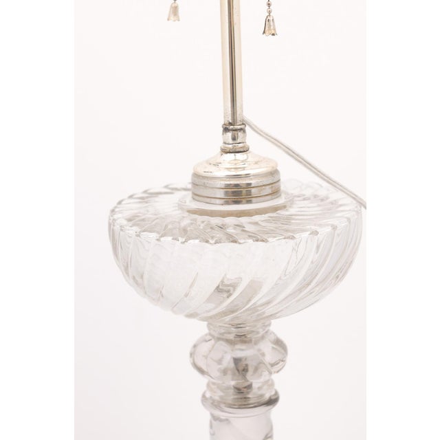 Transparent Late 19th Century Large Baccarat Style Oil Lamps With Silver Plate Accents, France - a Pair For Sale - Image 8 of 12