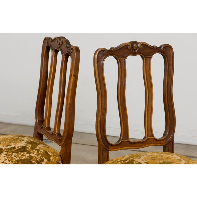 Wood Set of 8 Early 20th Century French Louis XV Style Walnut Dining Chairs For Sale - Image 7 of 18