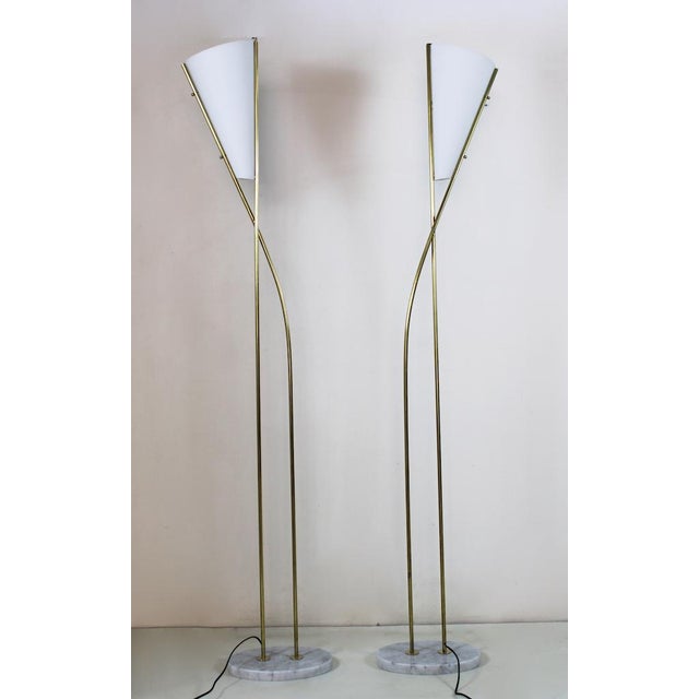 Gold Vintage Floor Lamp in Brass, Glass, and Marble, 1970s For Sale - Image 8 of 11