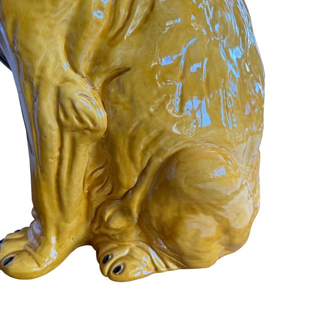Large Italian Majolica Roaring Lion Sculpture, Hand-Painted Glazed Ceramic 1970s For Sale - Image 10 of 11