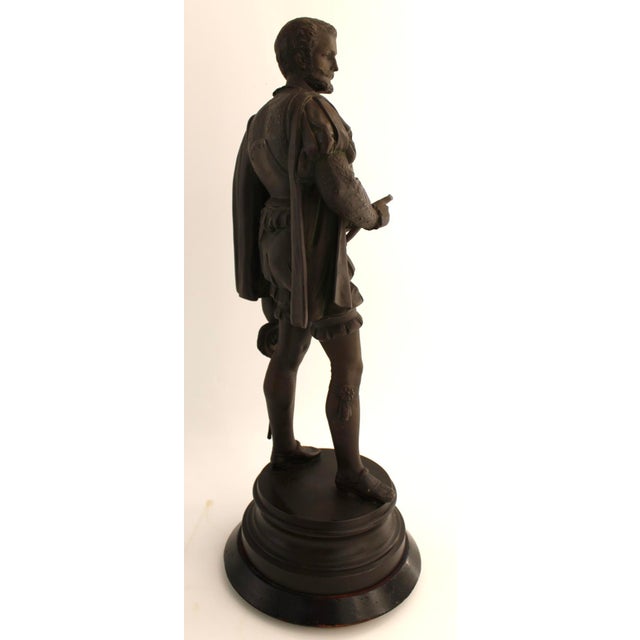 Renaissance Antique Large Spelter Sculpture of Renaissance Nobleman, French 19th Century For Sale - Image 3 of 15