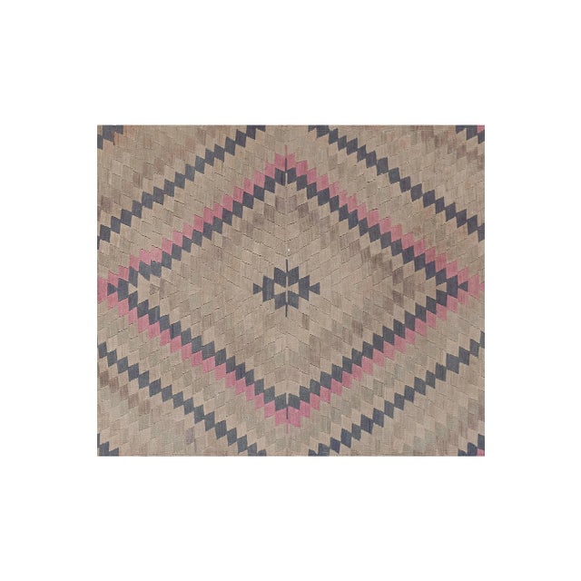 Turkish Faded Geometric Kilim Rug 4'11'' X 11'6'' For Sale - Image 6 of 12