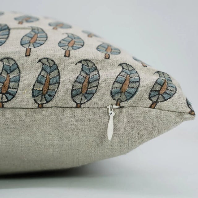 Farmhouse Floral Home Decor Cushion Cover Pure Linen 24x24 Inch- Lil Paisley For Sale - Image 3 of 4