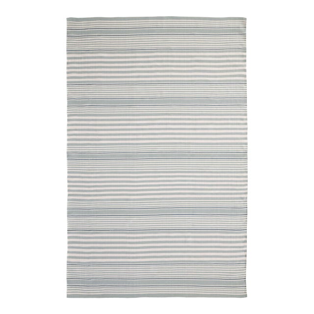 Dash & Albert by Annie Selke Rugby Stripe Light Blue Indoor/Outdoor Rug, 4' x 6' For Sale