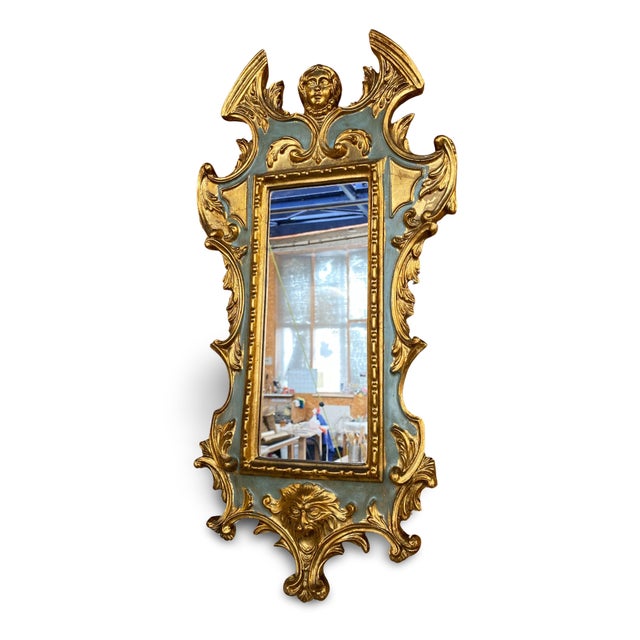 Wood Italian Rococo Mirror in Gilded Wood with Gold Leaf For Sale - Image 7 of 15