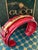 1990’s Gucci Red Crocodile Style Leather Bracelet With Gold Tone Engraved Logo Narrow Horse Bit For Sale - Image 10 of 11
