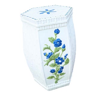 Vintage Hand Painted Ceramic Planter/Side Table For Sale