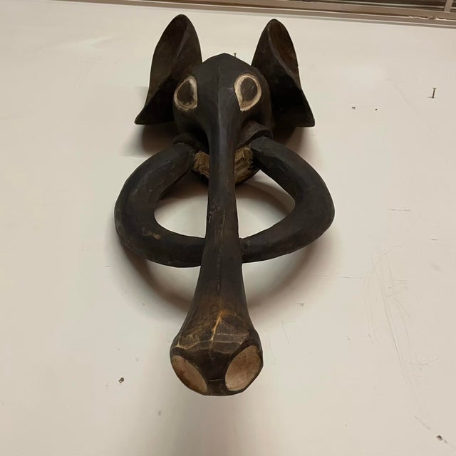 Wood Large Babanki Hand-Carved Wooden Elephant Wall Hanging - Cameroon Grassfields For Sale - Image 7 of 16