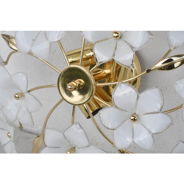 1940s Italian Delicious Murano Ceiling Light White Flowers For Sale - Image 6 of 15