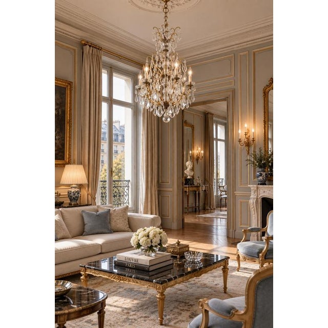 19th Century French Cut Crystal 16 Light Chandelier, 1890s For Sale - Image 4 of 12