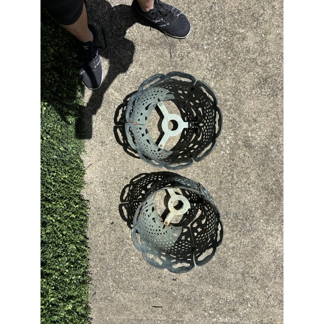 Matching Pair of Antique Victorian Cast Iron Reticulated/Lacework Planters For Sale - Image 16 of 18
