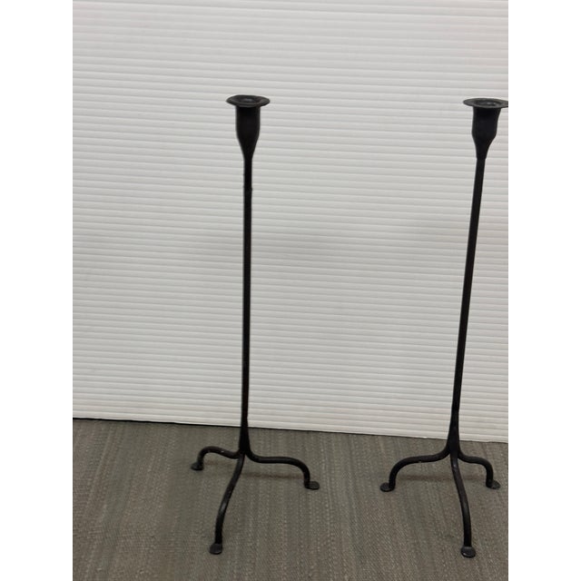 Black Iron Tripod Candlesticks, Pair For Sale - Image 12 of 12