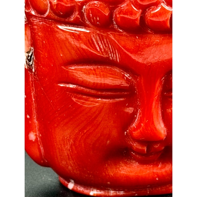 Rare Red Coral Buddha Head Snuff Bottle For Sale - Image 4 of 13