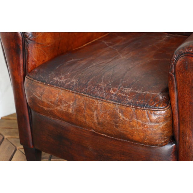 Vintage Leather Club Chair With Ottoman, Circa 1980s For Sale - Image 10 of 18