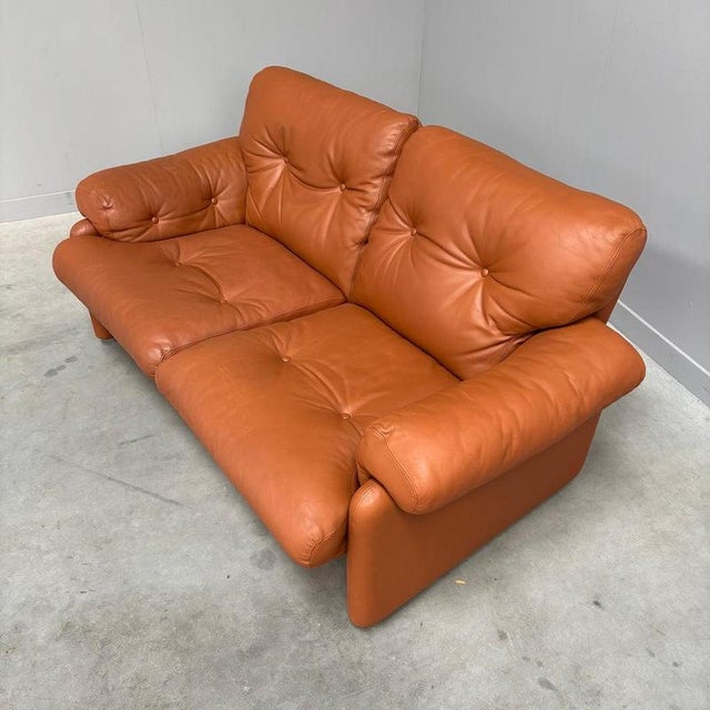 Vintage Coronado Two-Seater Sofa in Cognac Leather from B&B Italia, Italy, 1960s For Sale - Image 9 of 16