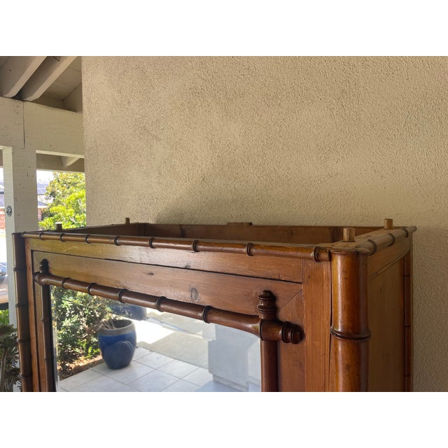 Antique French Armoire With Faux Bamboo & Pine Wood For Sale In San Diego - Image 6 of 18