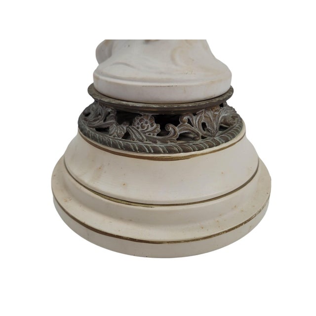 Art Nouveau Bisque Porcelain Table Lamp For Sale - Image 9 of 9