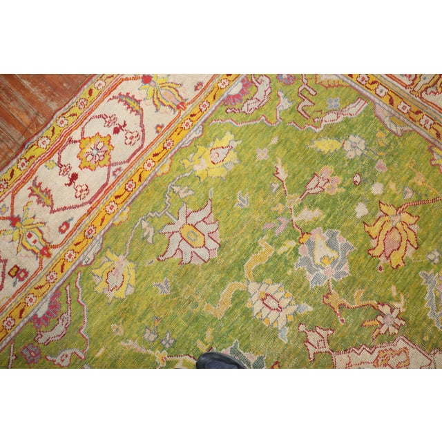 Antique Zabihi Collection Apple Green Turkish Oushak Rug - 8'8" x 10'7" For Sale - Image 10 of 12