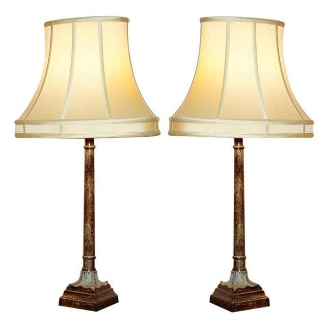 Corinthian Pillar Metal Table Lamps, Set of 2 For Sale - Image 12 of 12