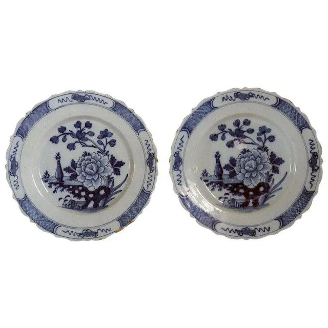 Dutch Delft De Twee Scheepjes Tin-glazed Pottery Blue and White Plates - a Pair For Sale - Image 10 of 10