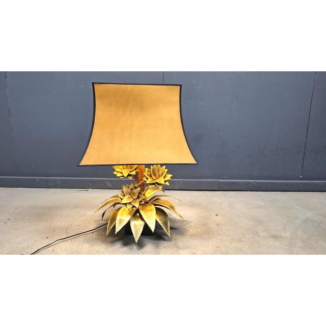 Metal Floral Table Lamp from Maison Jansen, 1970s For Sale - Image 7 of 12