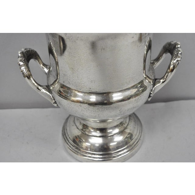 Metal Mid 20th Century Leonard Victorian Silver Plated Trophy Cup Urn Champagne Wine Chiller Ice Bucket For Sale - Image 7 of 16