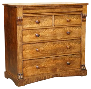 Large 19th Century Light Flamed Hardwood Chest of Drawers with Hidden Drawer