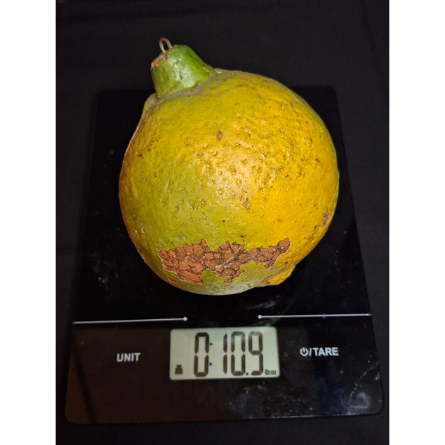 Late 19th C. Redware Earthenware Lemon Fruit Coin Bank Antique Folk Art Pottery For Sale - Image 10 of 10