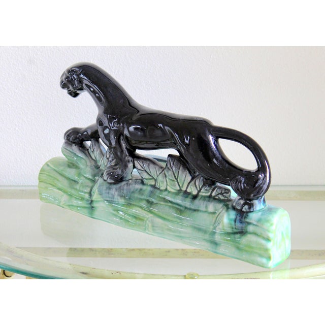 1950s Mid-Century Modern Black Panther Ceramic Tv Lamp Base For Sale - Image 5 of 13