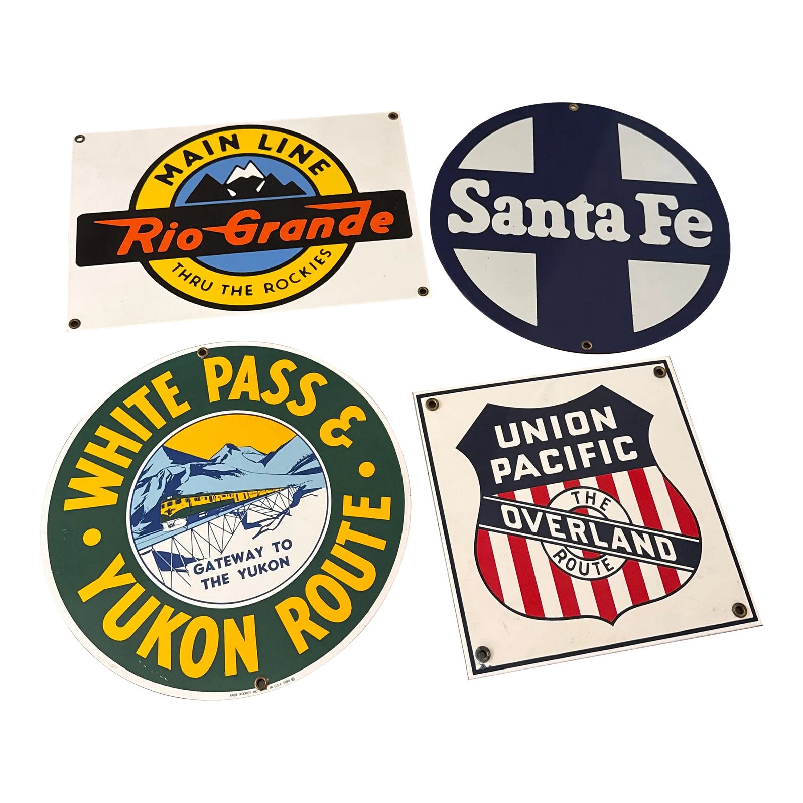 Vintage 1980s Porcelain Raildroad Signs- Set of 4 | Chairish