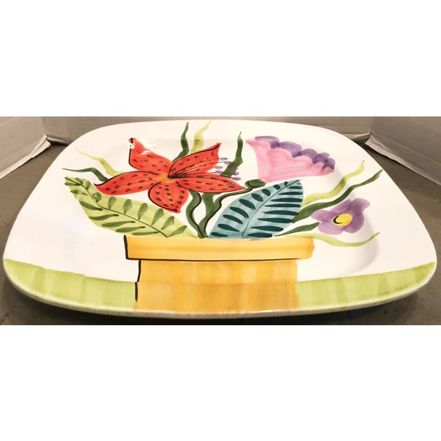 Large hand painted italian centerpiece. Bright colors. Marked on bottom.