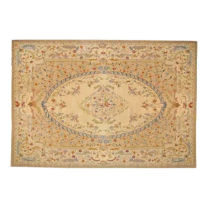 1930 Antique Indian Chain Stitch Rug, in Room Size, with Medallion and Flowers