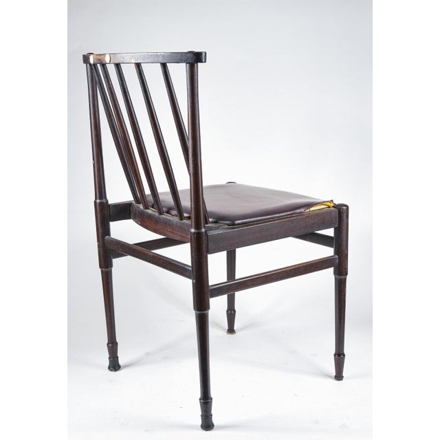 Vintage Chair in Dark Stained Wood and Leather, 1960s For Sale - Image 3 of 8