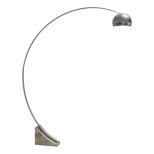 Steel Arched Floor Lamp with Telescopic Stem by Lam Bologna, 1960s For Sale