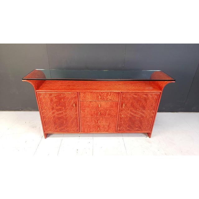 Boho Chic Vintage Rattan Sideboard, 1970s For Sale - Image 3 of 9