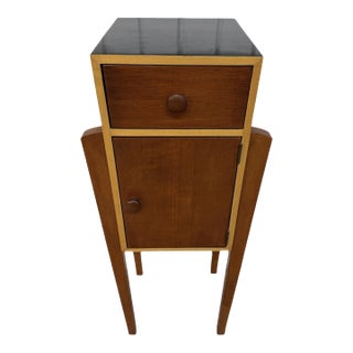 Vintage Art Deco Style Ethan Allen Maple Wood Cabinet "Storkie" Storage Wine Bar For Sale