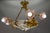 French Art Nouveau Chandelier with Alabaster Bowl & Pink Glass Shades, 1920 For Sale - Image 3 of 18