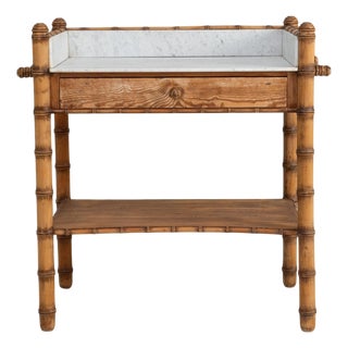 1900s French Faux Bamboo Console Table With Marble Top For Sale