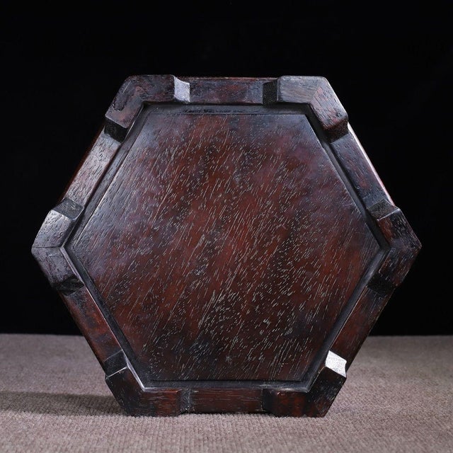Rosewood Hexagonal Tray Inlaid With Mother-of-Pearl For Sale - Image 9 of 10