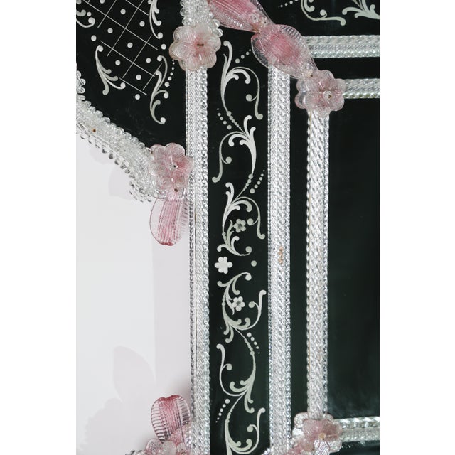 Exceptional Extra Large Size Vintage Pink Murano Glass Wall Mirror, 1950s For Sale - Image 11 of 14