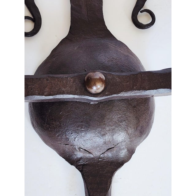 Black Ironware International Inc. Athena Wrought Iron Wall Sconces-a Pair For Sale - Image 8 of 14